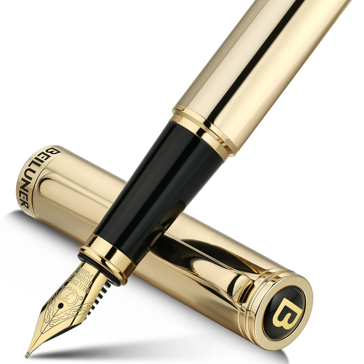 BEILUNER Blue Fountain Pen,Stunning Luxury Pens with 24K Gold Finish, Gorgeous 24K Gilded Nib(Fine), Trustworthy Pen Gift for Men&Women -Ink Converter-Elegant, Graduation,Nice Pen for Writing