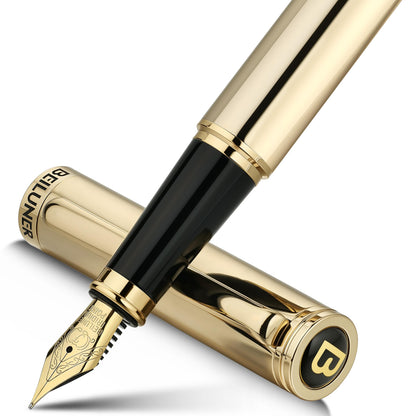 BEILUNER Blue Fountain Pen,Stunning Luxury Pens with 24K Gold Finish, Gorgeous 24K Gilded Nib(Fine), Trustworthy Pen Gift for Men&Women -Ink Converter-Elegant, Graduation,Nice Pen for Writing