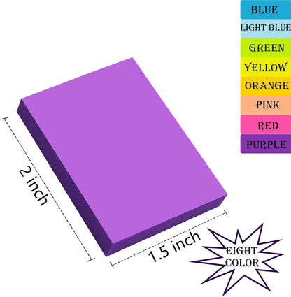 (24 Pads) Sticky Notes 1.5 x 2 in, 8 Colors Post Self Sticky Notes Pad Its
