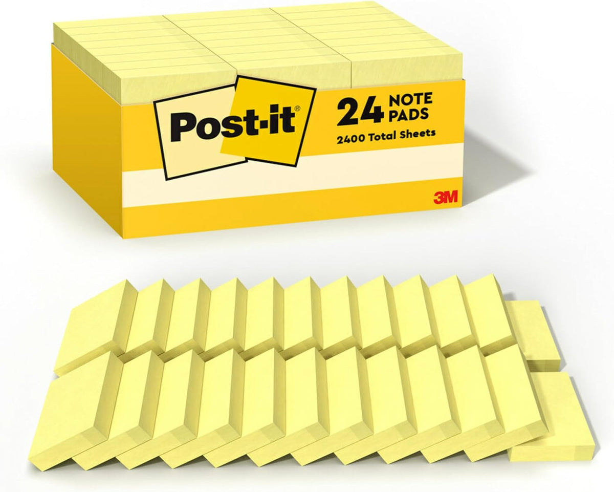 Post-it Notes, 1.38 x 1.88 in, The Iconic Canary Yellow Note, 24 Pads