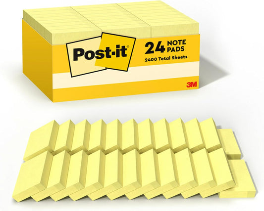 Post-it Notes, 1.38 x 1.88 in, The Iconic Canary Yellow Note, 24 Pads