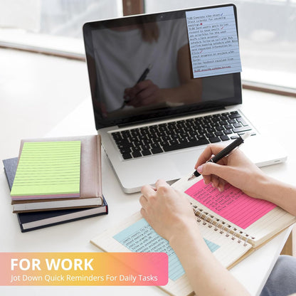 Taja Lined Sticky Notes, 4 x 6 Inches, 24 Pads, 30 Sheets/Pad, Bright