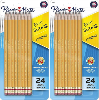Paper Mate EverStrong #2 Pencils Reinforced Break-Resistant Lead When Writing 24-Pack