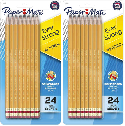 Paper Mate EverStrong #2 Pencils Reinforced Break-Resistant Lead When Writing 24-Pack