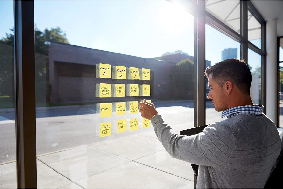 Post-it Super Sticky Notes, 24 Pads, 3 x 3 in., School Supplies, Office Products, for Vertical Surfaces, Monitors, Walls and Windows, Canary Yellow
