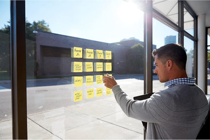 Post-it Super Sticky Notes, 24 Pads, 3 x 3 in., School Supplies, Office Products, for Vertical Surfaces, Monitors, Walls and Windows, Canary Yellow