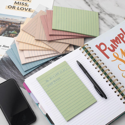 (12 Pack) Lined Sticky Notes 4x6 in,Vintage Large Notepads with Lines