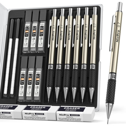 Nicpro 0.5 mm Art Mechanical Pencil Set in Storage Case, 3 PCS