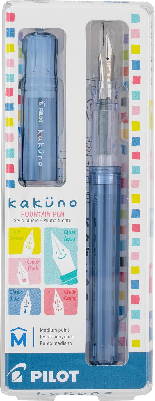 PILOT Kakuno Fountain Pen, Blue Barrel, Medium Nib