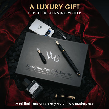 Wordsworth & Black Fountain Pen Gift Set, Medium & Extra Fine Nib, Black