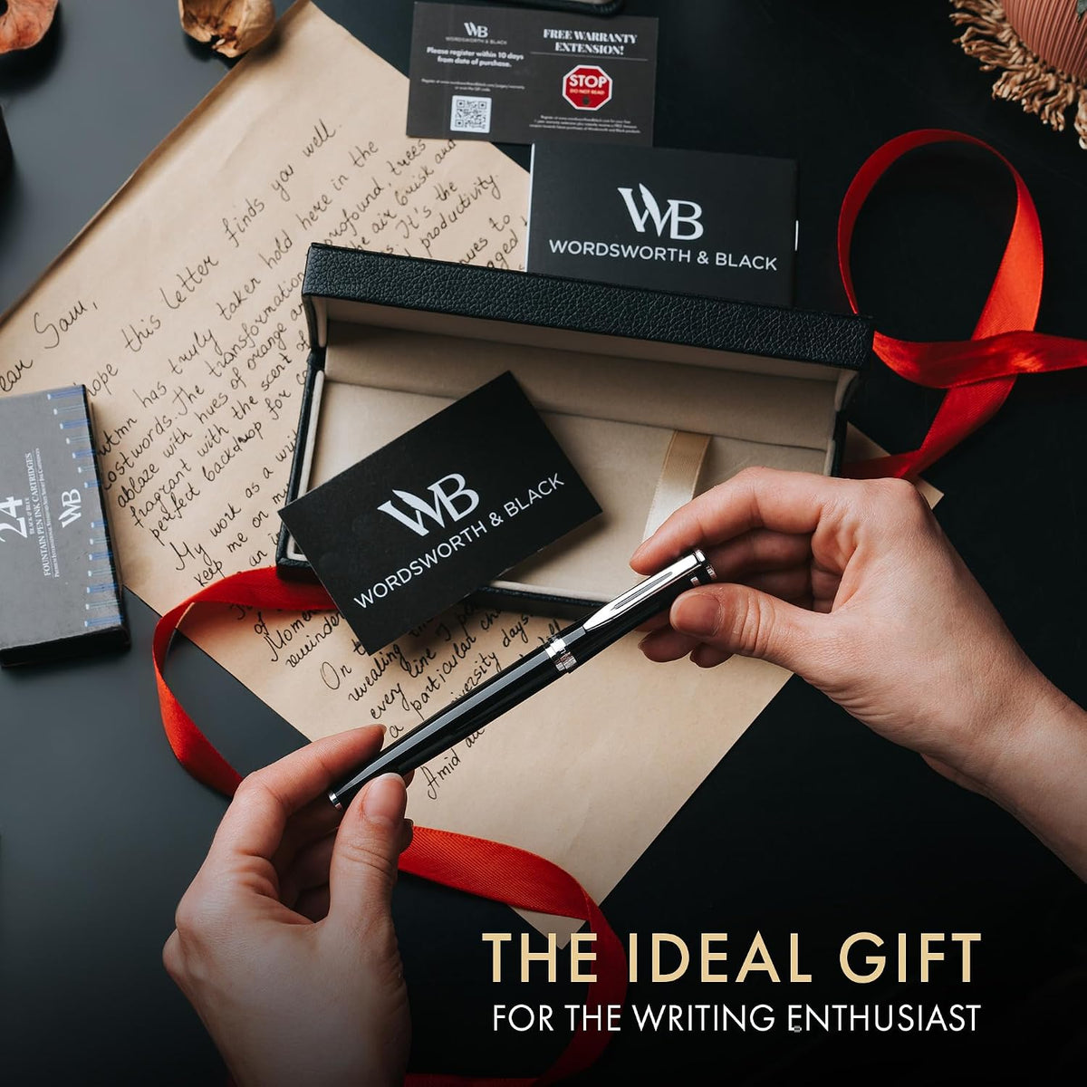 Wordsworth & Black Luxury Fountain Pen Set for Writing, Medium Nib, Black