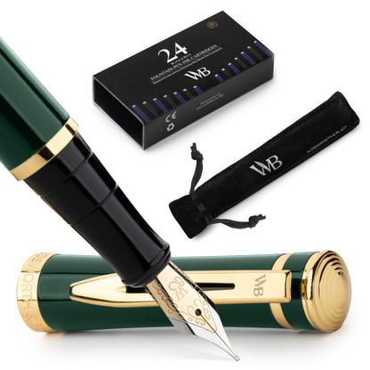 Wordsworth & Black Fountain Pen Set for Writing, Extra Fine Nib,Silver
