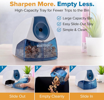 Bostitch Electric Pencil Sharpener, Standard Pencils, Blue