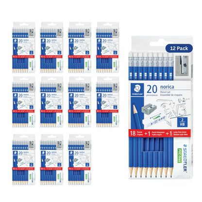 STAEDTLER Norica #2 HB Wood-Cased Pencil Set: 18 Pre-Sharpened Graphite Pencils with 1 Eraser & 1 Sharpener, Break-Resistant Lead, For Writing & Drawing, Blue, Ideal for Classroom, Home & Office