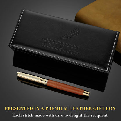BEILUNER 316 Fountain Pen,Stunning Luxury,24K Gilded Nib(Fine)-Rosewood