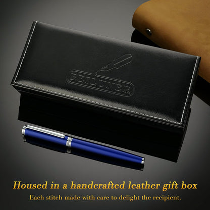 BEILUNER Luxury Fountain Pen Set,Solid 24K Gilded(Medium)-Charming Blue