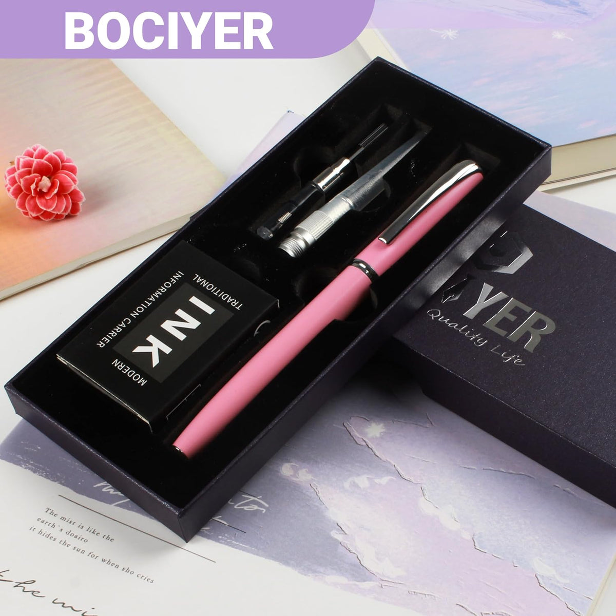 Super Smooth Writing Fountain Pen Set,Includes 2 Hand Polished Iridium Nibs(Fine & Extra Fine),8 Ink Cartridges,2 Ink Refill Converter and Gift Box,Best Pen Gift Set for School,Office(green)