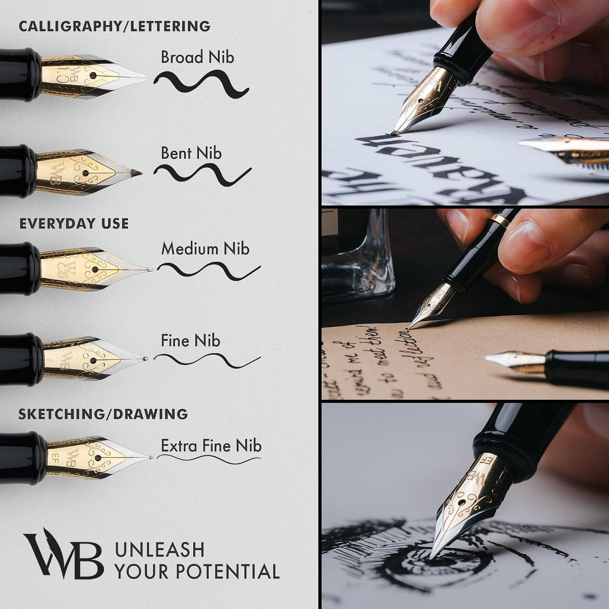 Wordsworth & Black Luxury Fountain Pen Set for Writing, Medium Nib, Black
