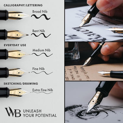 Wordsworth & Black Luxury Fountain Pen Set for Writing, Medium Nib, Black