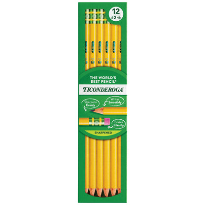Ticonderoga Wood-Cased Pencils, Unsharpened, #2 HB Soft, Yellow, 96 Count