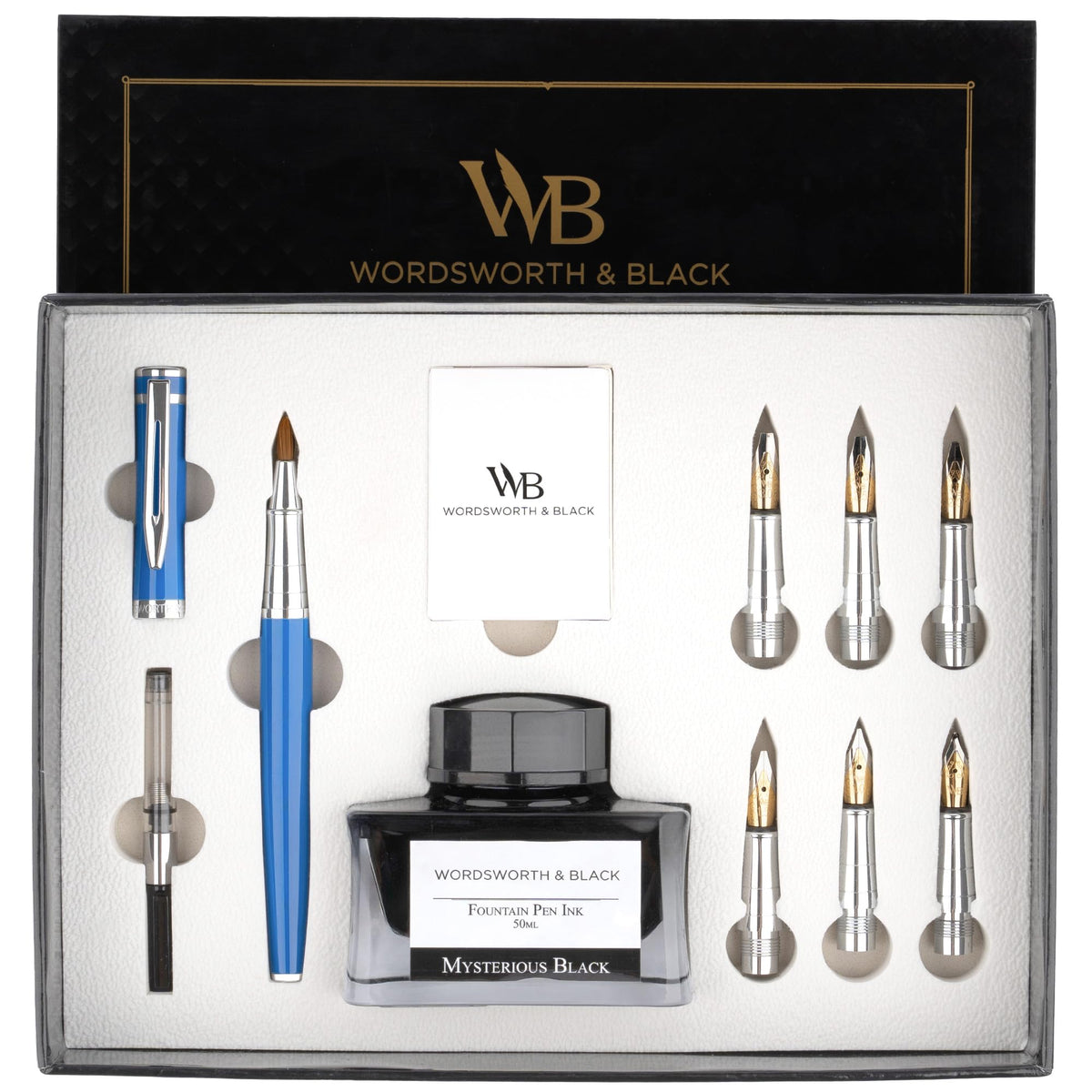 Wordsworth & Black Luxury Calligraphy Pen Set for Writing, 6 Nibs, Black