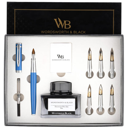 Wordsworth & Black Luxury Calligraphy Pen Set for Writing, 6 Nibs, Black