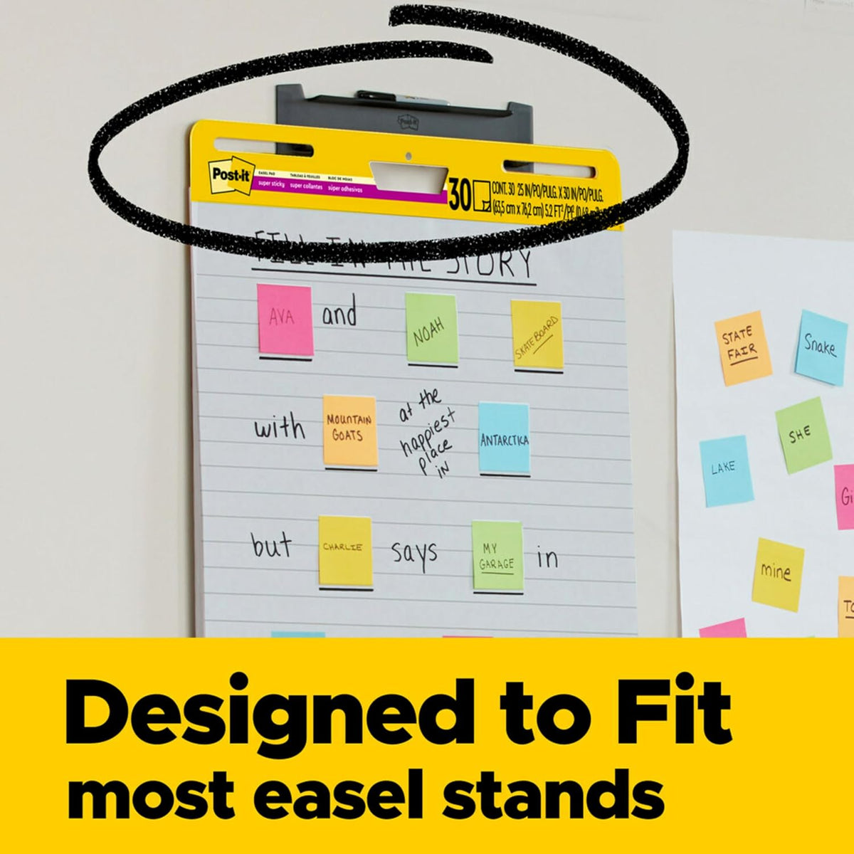 Post-it Super Sticky Easel Pad, 25 x 30 in, White Lined, 6 Pads