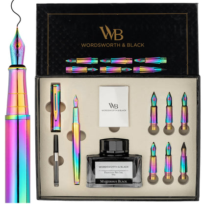 Wordsworth & Black Luxury Calligraphy Pen Set for Writing, 6 Nibs, Black