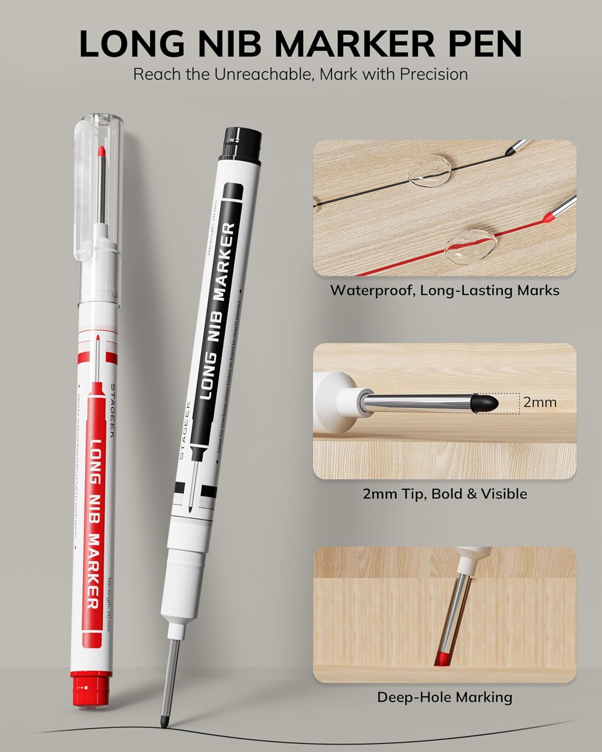 STAGEEK 2.8mm Carpenter Pencils with Sharpener, 2-Pack, Storage Case