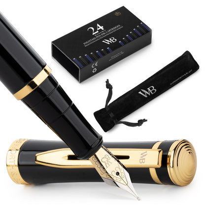 Wordsworth & Black Fountain Pen Set for Writing, Extra Fine Nib,Silver