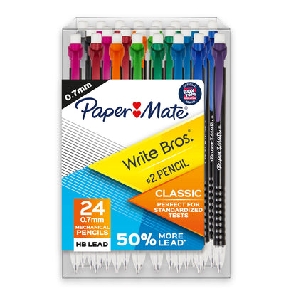 Paper Mate Mechanical Pencils, Write Bros. Classic Number 2 Pencil, 0.7mm, 24 Count - Classroom Supplies, Back to School, Great for Standardized Tests