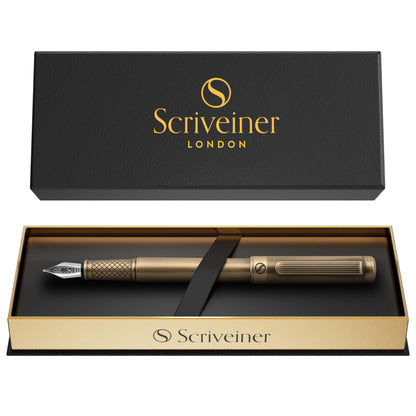 Scriveiner Midnight Blue Fountain Pen - Stunning Luxury Pen with Chrome Appointments, Schmidt Nib (Fine), Best Pen Gift Set for Men & Women, Professional, Executive, Office, Nice Pens