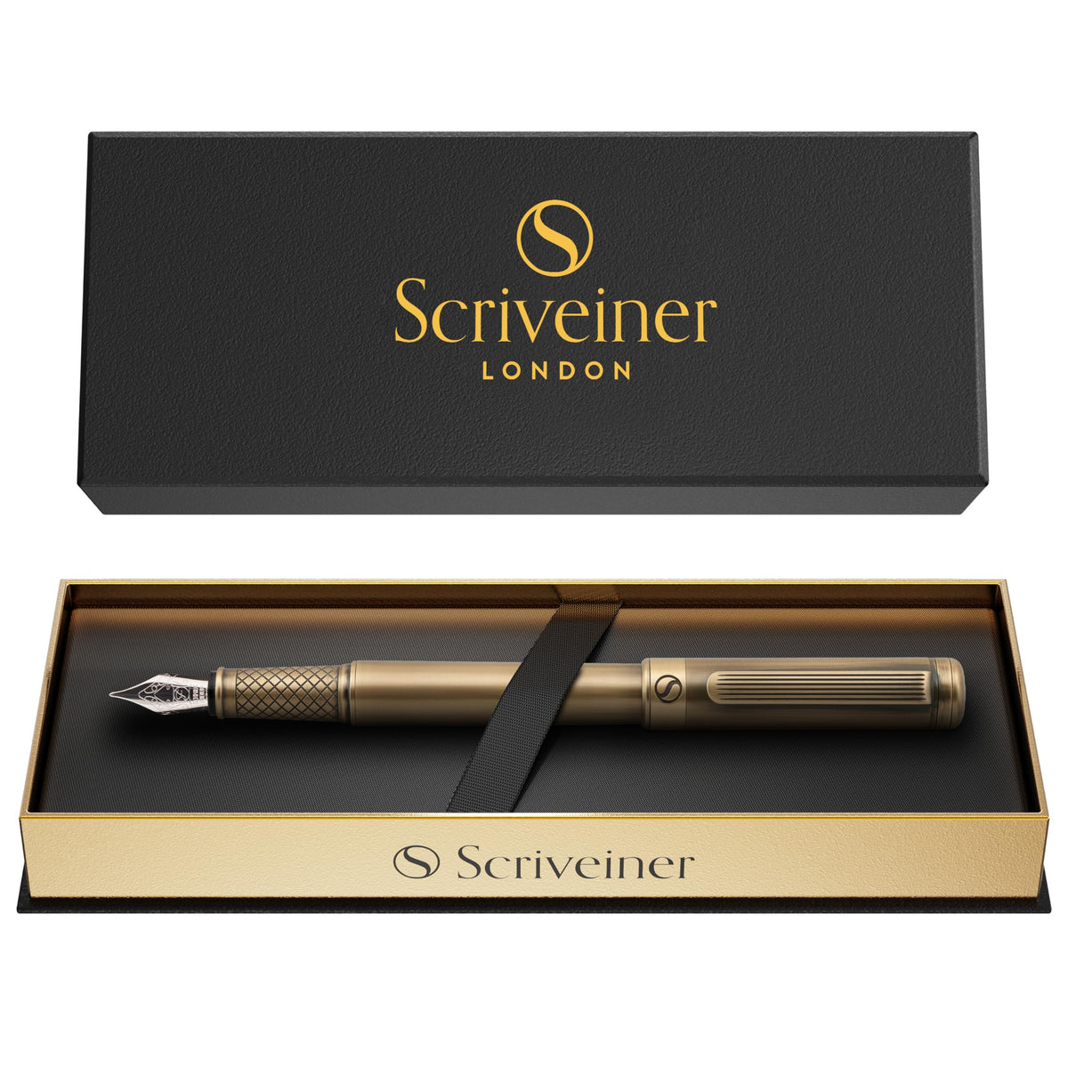 Scriveiner Midnight Blue Fountain Pen - Stunning Luxury Pen with Chrome Appointments, Schmidt Nib (Fine), Best Pen Gift Set for Men & Women, Professional, Executive, Office, Nice Pens