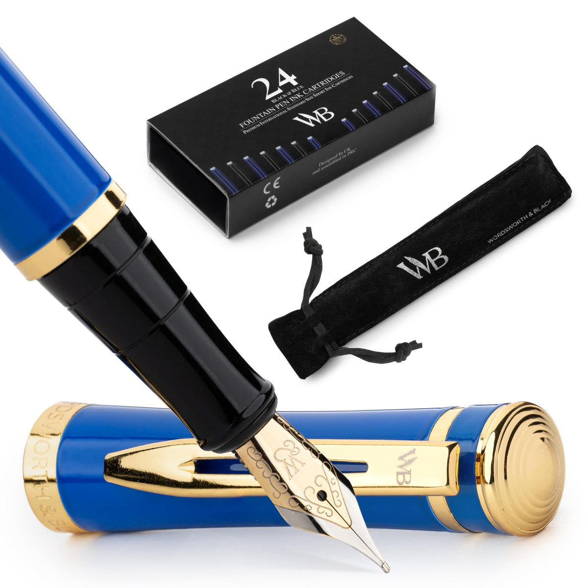 Wordsworth & Black Fountain Pen Set for Writing, Extra Fine Nib,Silver