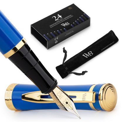 Wordsworth & Black Fountain Pen Set for Writing, Extra Fine Nib,Silver