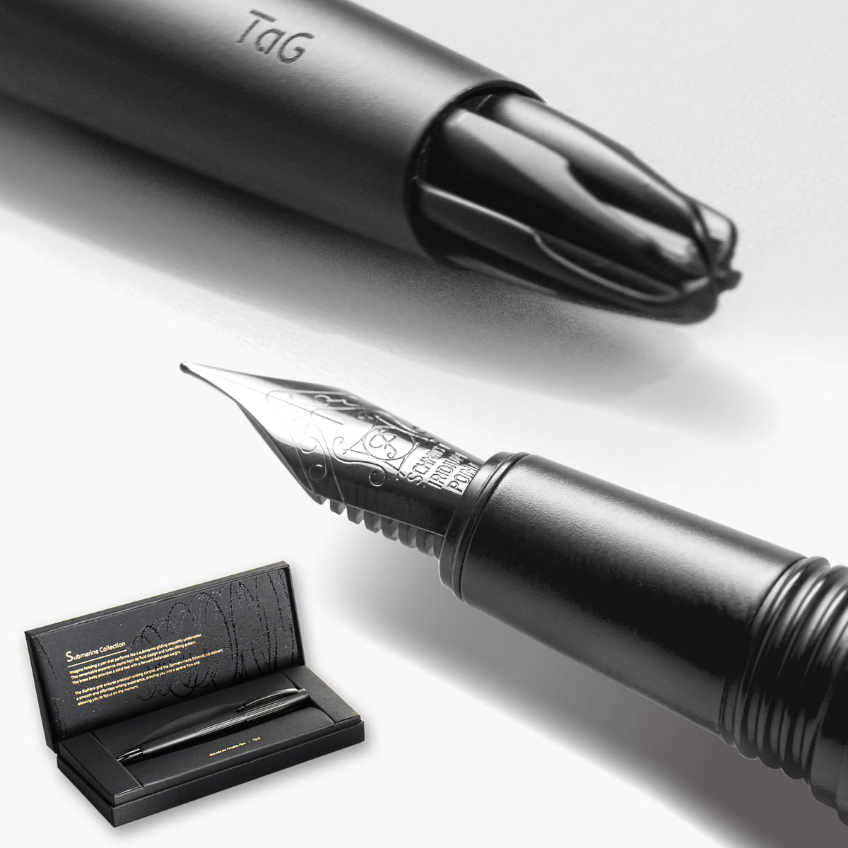 TAG Submarine Luxury Fountain Pen – TurbineDriven Refill, Gold-Plated Fine Nib, Elegant Writing Gift for Men & Women, Designed by Award-Winning Team
