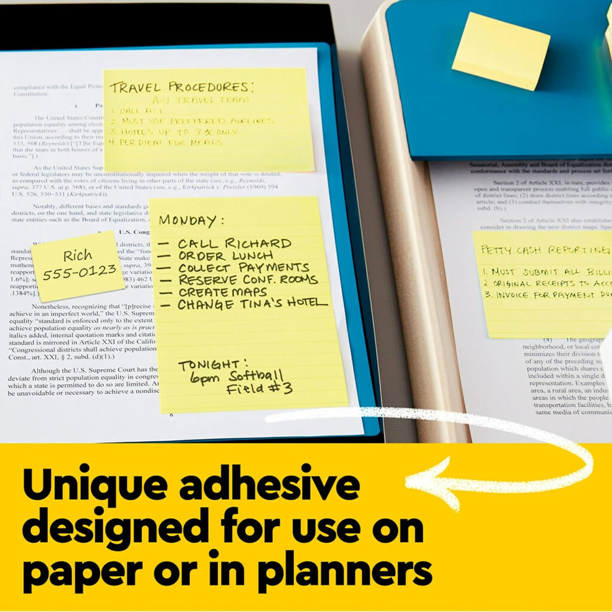 Post-it Notes, 3 x 3 in, The Iconic Canary Yellow Note, 12 Lined Pads