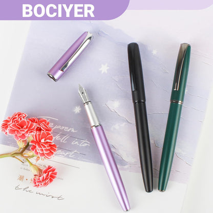 Super Smooth Writing Fountain Pen Set,Includes 2 Hand Polished Iridium Nibs(Fine & Extra Fine),8 Ink Cartridges,2 Ink Refill Converter and Gift Box,Best Pen Gift Set for School,Office(green)