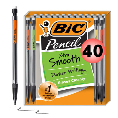 BIC Xtra Smooth Mechanical Pencil, 0.7 mm Medium Point, 40-Count Pack
