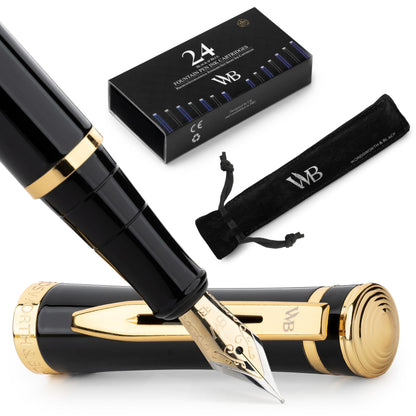 Wordsworth & Black Fountain Pen Set for Writing, Extra Fine Nib,Silver
