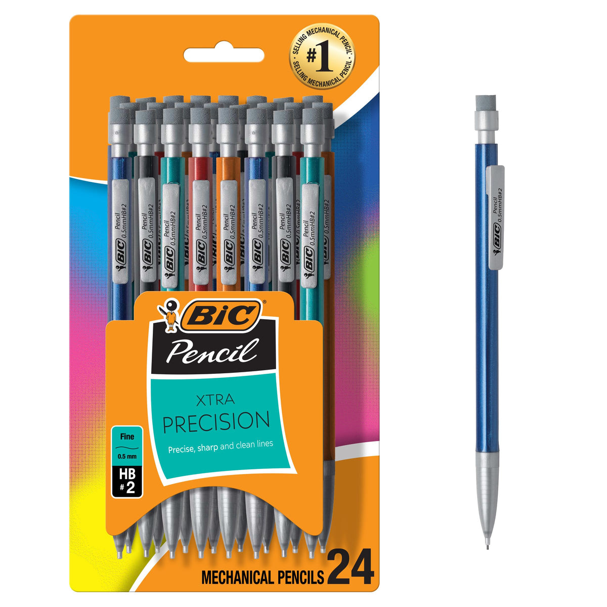 BIC Xtra-Smooth Pastel Mechanical Pencils, Medium Point, 0.7mm, 24-Count