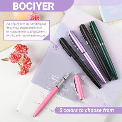 Super Smooth Writing Fountain Pen Set,Includes 2 Hand Polished Iridium Nibs(Fine & Extra Fine),8 Ink Cartridges,2 Ink Refill Converter and Gift Box,Best Pen Gift Set for School,Office(green)