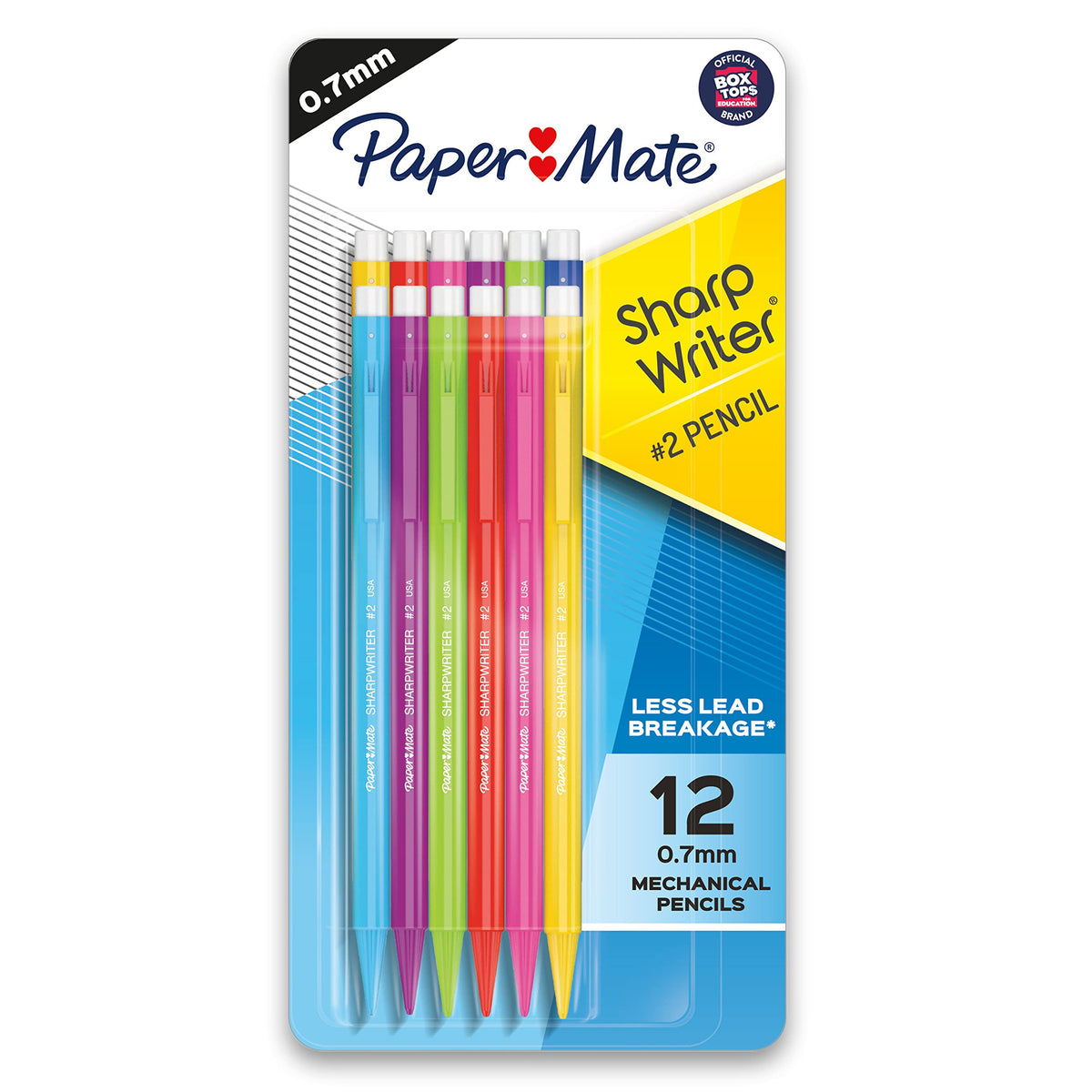 Paper Mate SharpWriter Mechanical Pencils, 0.7mm, HB #2, Yellow, 12 Count