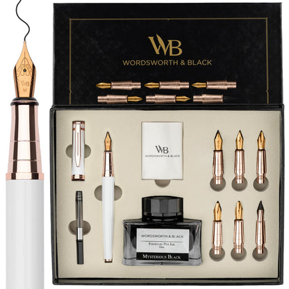 Wordsworth & Black Luxury Calligraphy Pen Set for Writing, 6 Nibs, Black