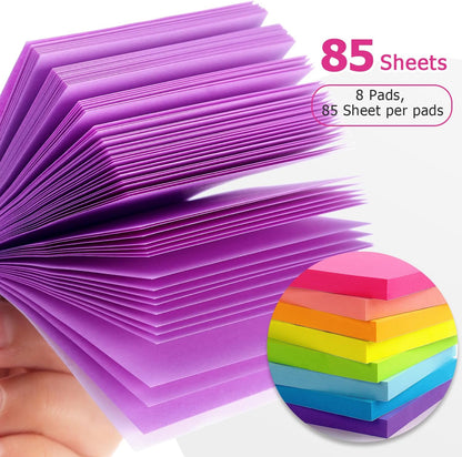 Eastern Wolf Sticky Notes 3x3 inch, 8 Bright Multi Colors, 85 Sheets/Pad