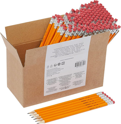 Amazon Basics Wood-Cased #2 HB School Pencils with Erasers for Writing and Drawing, Pre-sharpened, Soft Strong Lead, Orange, 30 Count