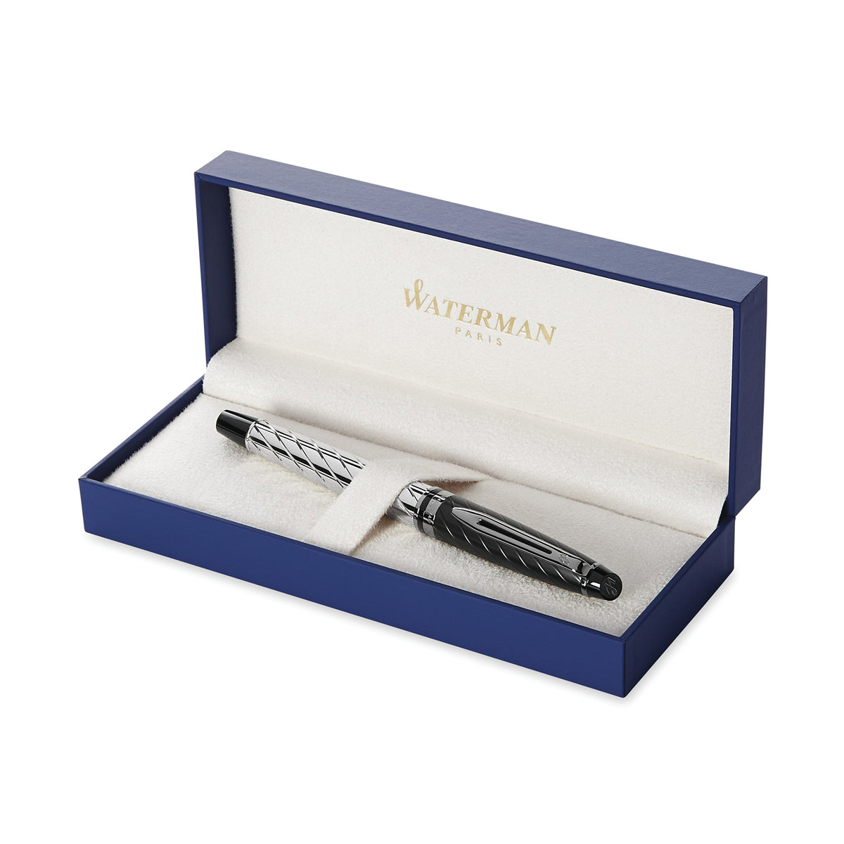 Waterman Expert Fountain Pen, Stainless Steel With 23k Gold Trim, Medium Nib With Blue Ink Cartridge, Gift Box