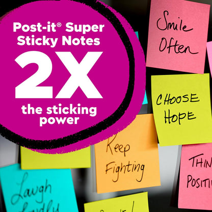 Post-it Super Sticky Notes, 4 x 4 in, Canary Yellow, 6 Lined Pads