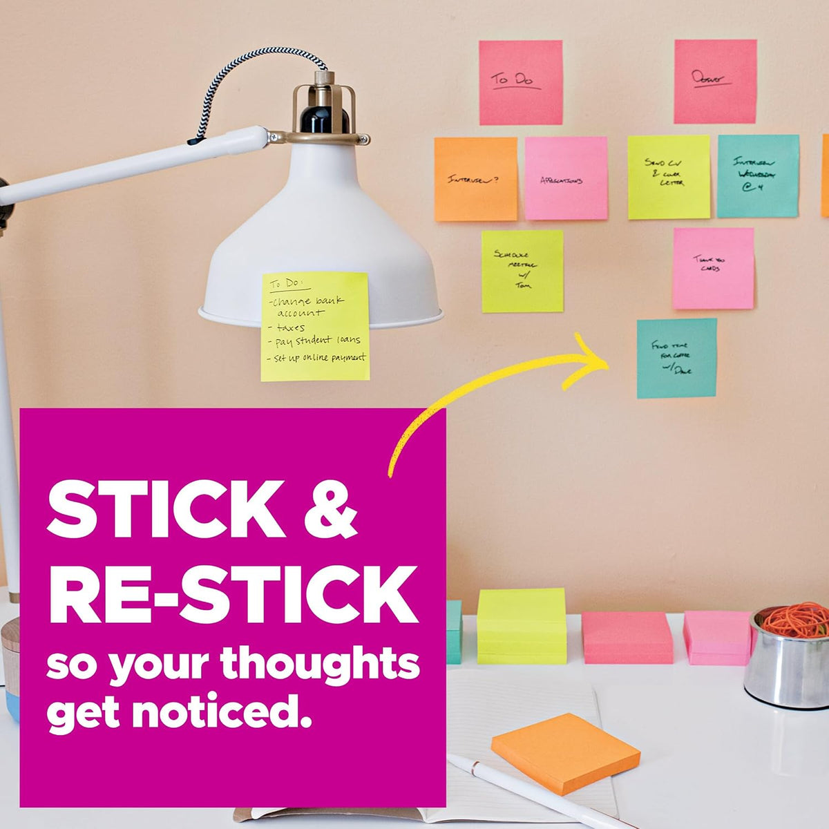 Post-it Super Sticky Notes, Multi-Size, Supernova Neons, 15 Lined Pads