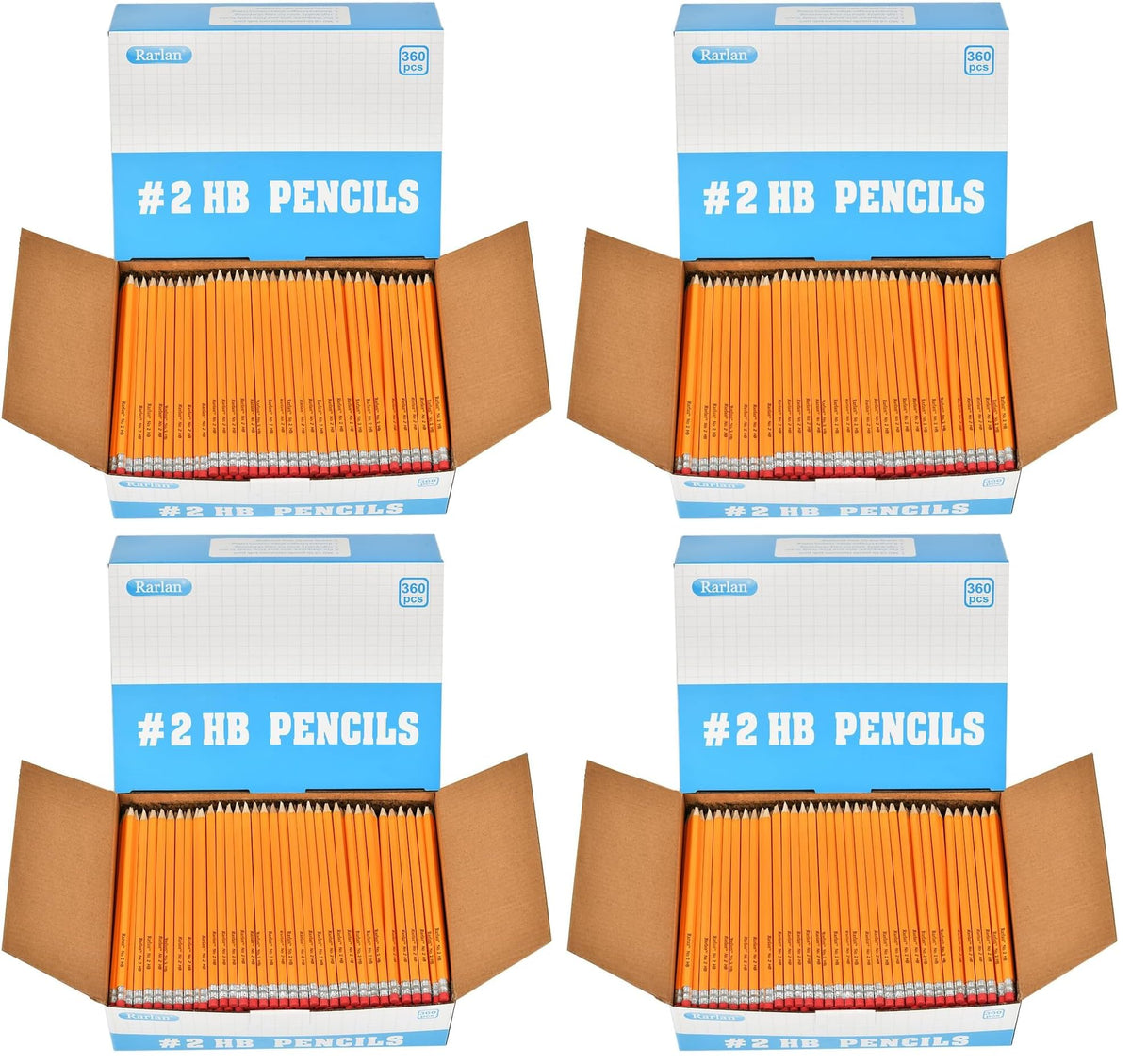 Rarlan Wood-Cased #2 HB Pencils, Pre-sharpened, 360 Count Bulk Pack